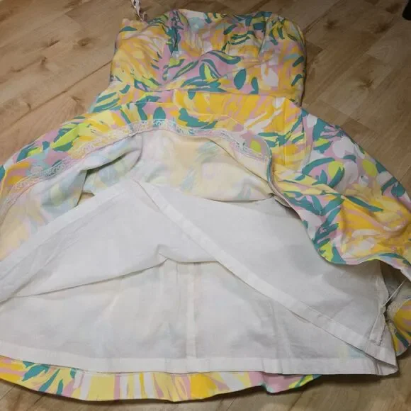 Lilly Pulitzer Strapless Silk Blend Fit & Flare Tropical Print Size 2‎ Sundress - Picture 8 of 11